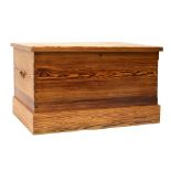 Good quality 20th Century large pine chest having hinged lid and two drop handles, 110cm x 64cm x