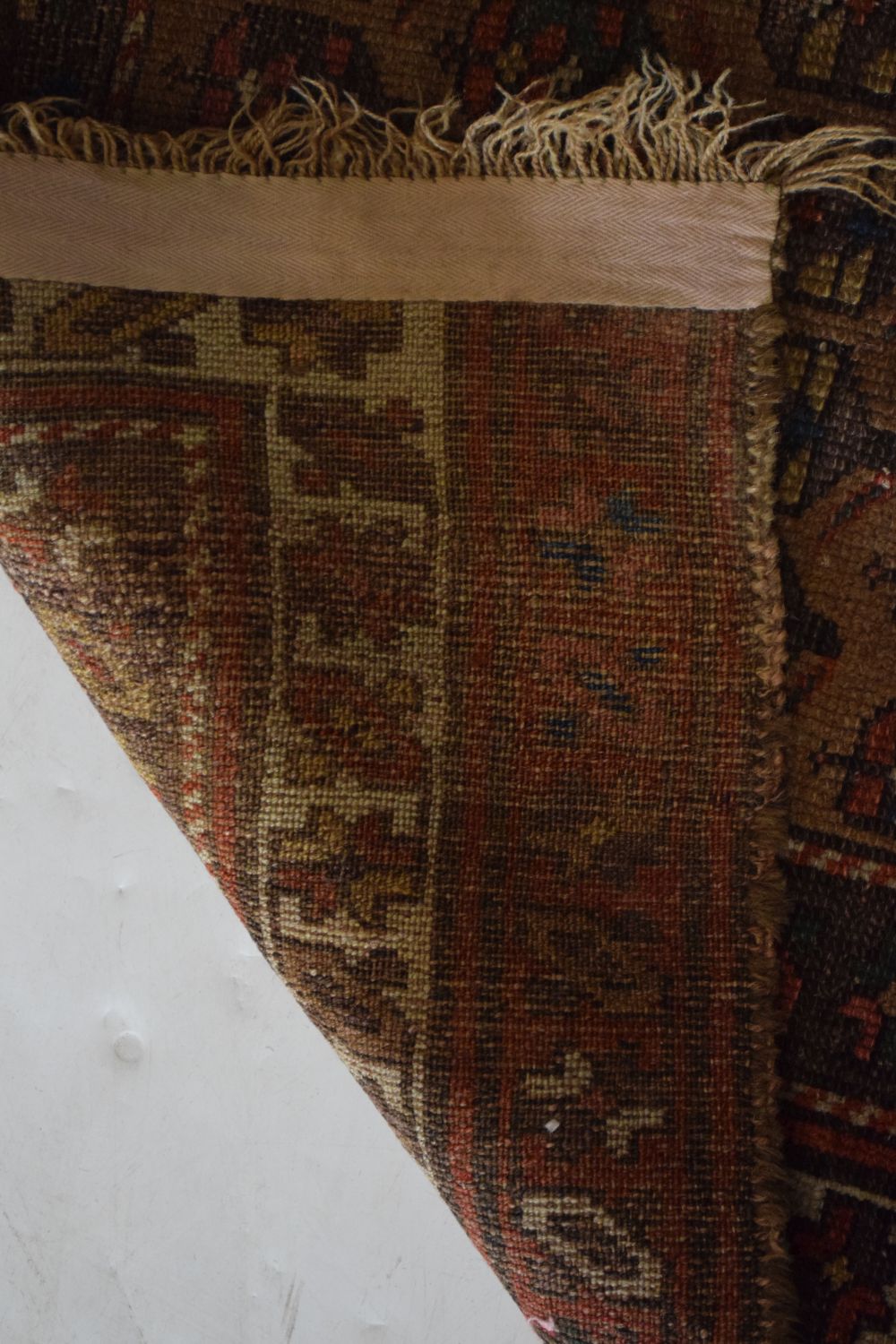 Middle Eastern wool rug, the pale brown field with allover polychrome boteh within multi borders, - Image 5 of 5