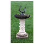 Modern pedestal sun dial with metal arrow marker to the top, 100cm high approx Condition: **