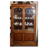1920's period oak bookcase, fitted leaded glass doors, 193cm x 112cm x 18cm Condition: Light wear
