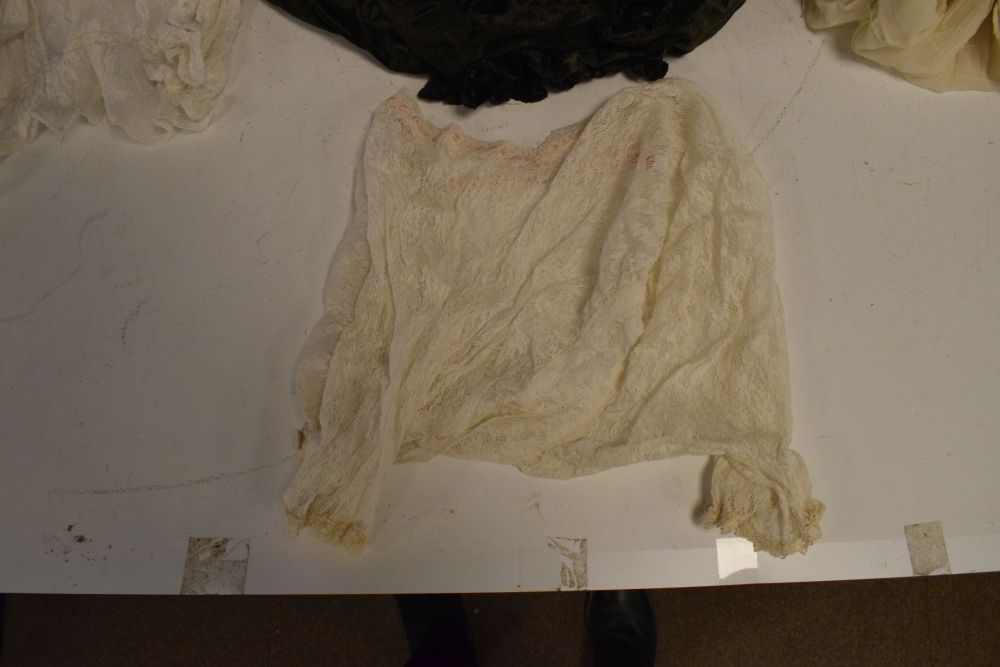 Clothing - Victorian or Edwardian cream silk petticoat, two lace blouses and brown and green - Image 4 of 6