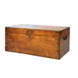 Early 20th Century camphor wood campaign style brass bound chest with hinged lid, 39cm x 89cm x 45cm