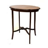 Edwardian string inlaid occasional table, 70cm x 65cm x 45cm approx Condition: Some light surface