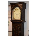 Cornish Interest - George III black lacquered eight-day painted dial longcase clock, John Dunvile,