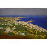Richard Thorn - Watercolour heightened with white - 'Blue Coast', 33cm x 49.5cm, in washlined card