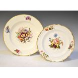 19th Century Derby plate, together with a Spode plate, both having floral decoration and gilt