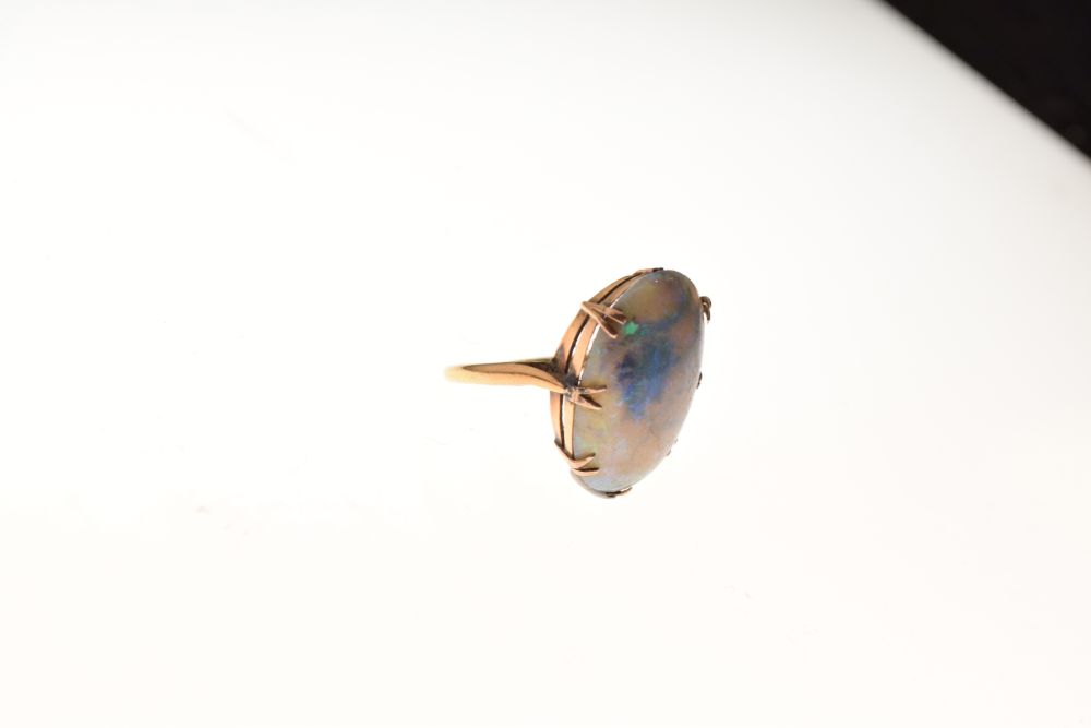 18ct gold and opal dress ring, the opal cabochon measuring approximately 22mm x 15mm, unsized (shank - Image 2 of 5