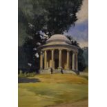 Local Interest - John Stops RWA - Watercolour - The Temple of Ancient Virtue, Stowe William Kent