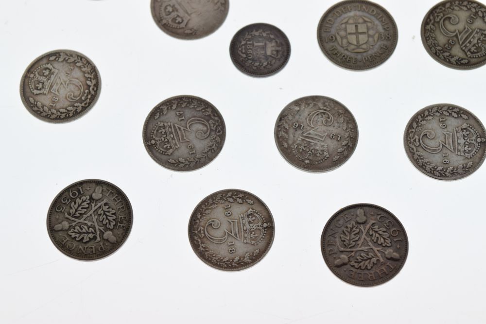 Small collection of GB coinage to include; Queen Anne shilling 1709, George II sixpence 1757 and a - Image 2 of 9