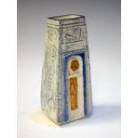 Troika pottery coffin vase, marked 'MB' (Mary Baker) to base, 18cm high Condition: Loss of