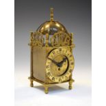 Reproduction brass lantern-style mantel timepiece, rear door stamped Berkel's 1909-1959, 17.5cm high