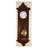 Early 20th Century walnut-cased Vienna wall timepiece, with spring-driven movement, 105cm high