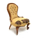 Victorian mahogany button-back chair Condition: Requires re-upholstery. **Due to current lockdown