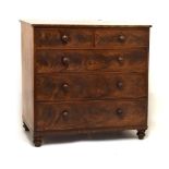 19th Century mahogany chest of two short over three long drawers, 109cm wide Condition: Some