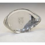 Elizabeth II shallow bowl of oval design, bearing the crest for the Worshipful Company of