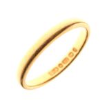 22ct gold wedding band, size J½, 2.4g approx Condition: Very slightly out of circular - ** Due to