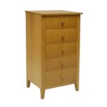 Modern light oak chest of five drawers, 63cm x 113cm high Condition: **Due to current lockdown