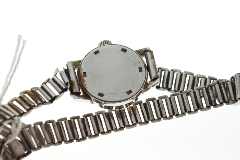 Omega - Lady's stainless steel wristwatch, silvered dial with baton hour markers and centre seconds, - Image 5 of 5