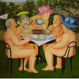 After Beryl Cook - Signed limited edition print - 'Tea In The Garden', No.143/650, 41.5cm x 39cm,