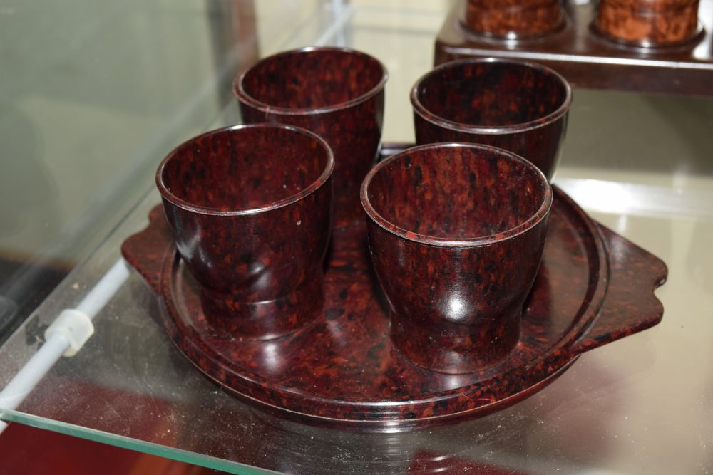 Three sets of Bakelite egg cups, together with a patent Patons & Baldwins 'patwin' rug wool cutter - Image 2 of 6