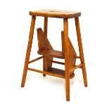 Beech folding step/stool Condition: Splits to the lower step. **Due to current lockdown