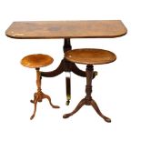 19th Century D-end pedestal table and two tripod tables Condition: See images. **Due to current
