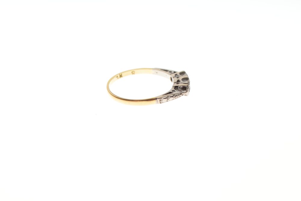 Yellow metal, platinum and diamond dress ring, shank stamped 18ct & Plat, size K½, 2g gross approx - Image 4 of 5