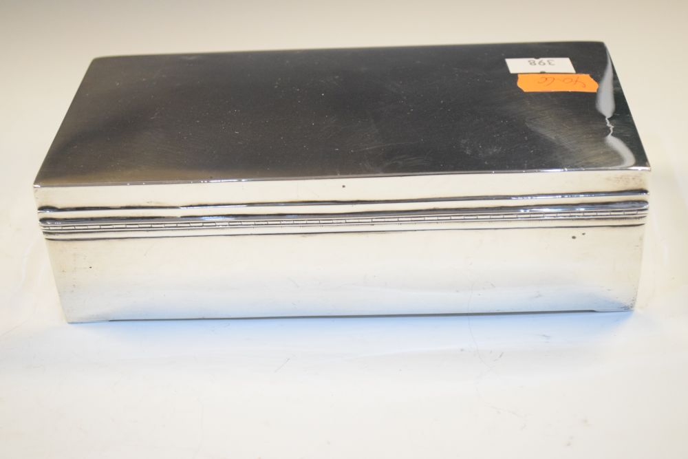 George VI silver cased table top box with hinged lid, Birmingham 1944, 18cm wide Condition: The - Image 5 of 8