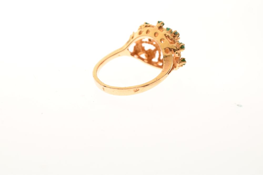 Unmarked Eastern-style yellow metal, turquoise and filigree dress ring, size P, 6g gross approx - Image 5 of 5