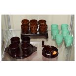 Three sets of Bakelite egg cups, together with a patent Patons & Baldwins 'patwin' rug wool cutter