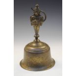 Indian bronze or brass alloy bell, 14.5cm diameter x 23.5cm high Condition: **Due to current