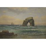 E. Chapman (Late 19th Century) - Oil on canvas - Thurlestone Rock, inscribed and dated '96 verso,