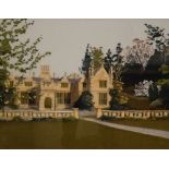 Local Interest - Anne Carpenter (Shipham) - Fabric textile collage of a country house, signed with