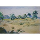 Vivian Devonald - Watercolour - 'Paysage Brossac, Charente', unsigned, 26.5cm x 37cm, framed and