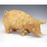 John Bourdeaux pottery figure of a pig, 40cm long Condition: There is a firing fault on the