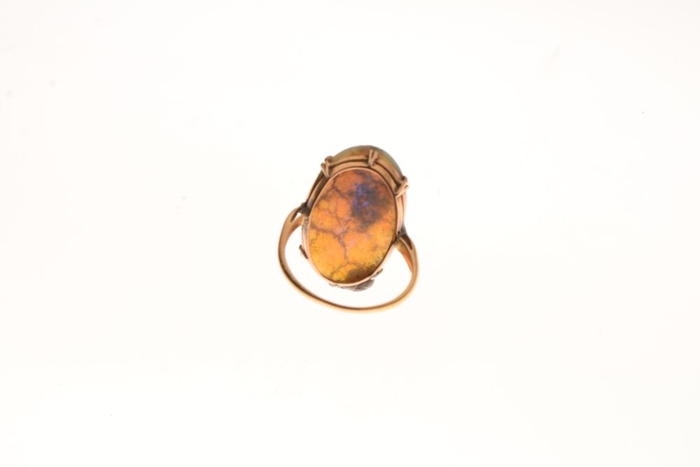 18ct gold and opal dress ring, the opal cabochon measuring approximately 22mm x 15mm, unsized (shank - Image 4 of 5