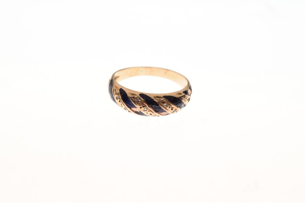 Unmarked yellow metal and enamel dress ring, size L½, together with an Art Deco-style white metal - Image 4 of 8