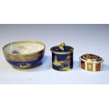 Carlton Ware bowl and preserve pot, together with Royal Crown Derby Old Imari pattern trinket dish
