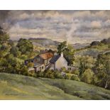 Michael Blackmore - Watercolour - Valley view with farmstead, signed and dated '91 lower left,