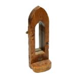 Pine framed lancet shape mirror, 68cm high Condition: **Due to current lockdown conditions,