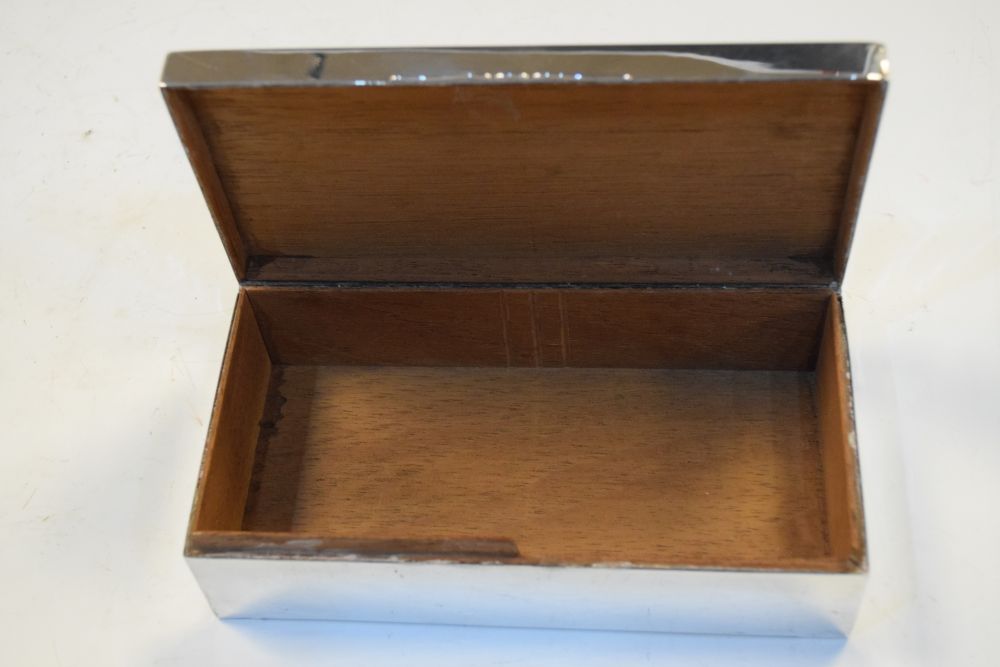 George VI silver cased table top box with hinged lid, Birmingham 1944, 18cm wide Condition: The - Image 8 of 8