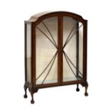 Early 20th Century walnut display cabinet fitted three glass shelves, 88cm wide Condition: **Due