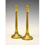 Pair of early 19th Century turned brass candlesticks, probably early 19th Century, 28cm high