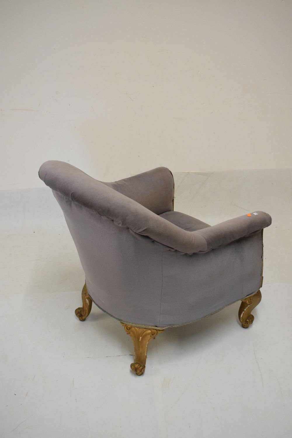 Early Victorian gilt wood and upholstered armchair Condition: Would benefit from re-upholstery. ** - Image 5 of 7