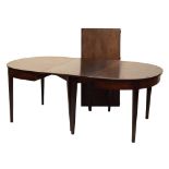Late 19th/early 20th Century mahogany D-end table with one insertion, 190cm x 111cm Condition: Top