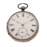 Scottish Interest - Silver-cased open face pocket watch, Medlock, Inverness, white Roman dial with