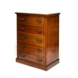 Late Victorian walnut chest of five long drawers, 71cm wide Condition: Some distress marks to the