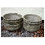 Pair of garden planters of the Ivy Leaf tub design made by Duke Forest Ltd, 32cm high x 44cm