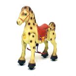 Vintage Mobo pressed-steel toy ride-on horse, 79cm high x 56cm long Condition: Various paint chips