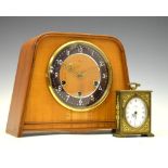 Smiths - Art Deco style chiming mantel clock, 23cm high, together with a brass-cased Swiza timepiece